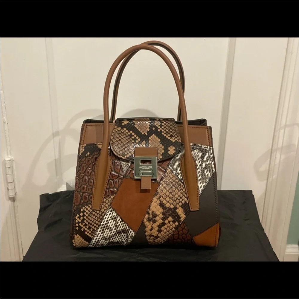 Rare RUNWAY MICHAEL KORS COLLECTION SNAKE-EMBOSSED SATCHEL.